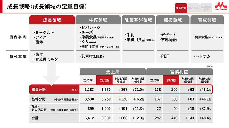 成長戦略(成長領域の定量目標)